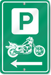 Motorcycle Parking Left Direction Sign 