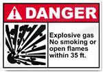 Explosive Gas No Smoking Or Open Flames Within 35 FT. Danger Signs