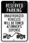 Reserved Parking Vehicles (Graphic) Sign