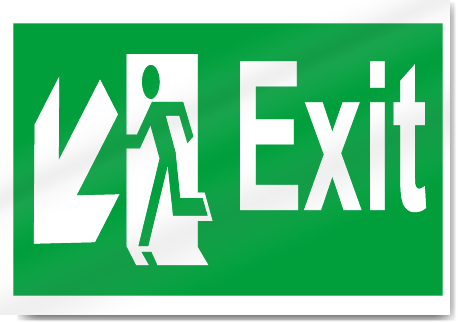 Exit Down Left Safety Signs