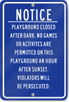 After Dark Notice Playground Sign