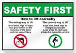 How To Lift Correctly Safety First Sign