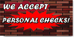 We Accept Personal Checks Banner