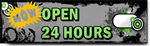 Now Open 24 Hours Banner