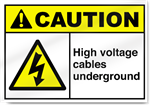 High Voltage Cables Underground Caution Signs