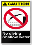No Diving Shallow Water Caution Signs