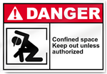 Confined Space Keep Out Unless Authorized Danger Signs