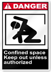 Confined Space Keep Out Unless Authorized Danger Signs