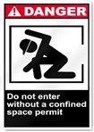 Do Not Enter Without A Confined Space Permit Danger Signs