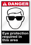 Eye Protection Required In This Area Danger Signs