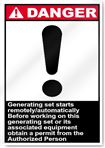 Generating Set Starts Remotely Danger Signs