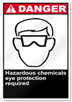 Hazardous Chemicals Eye Protection Required Danger Signs