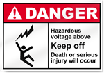 Hazardous Voltage Above Keep Off Death Or Serious Injury Will Occur Danger Signs