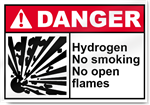 Hydrogen No Smoking No Open Flames Danger Signs