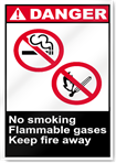No Smoking Flammable Gases Keep Fire Away Danger Signs