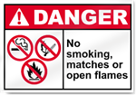 No Smoking Matches Or Open Flames Danger Signs