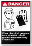 Wear Chemical Goggles, Face Shield & Rub Danger Signs