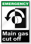 Main Gas Cut Off Emergency Signs