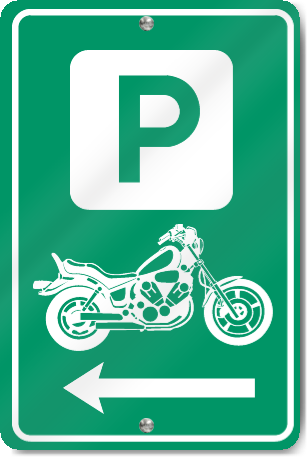 Motorcycle Parking Left Direction Sign 