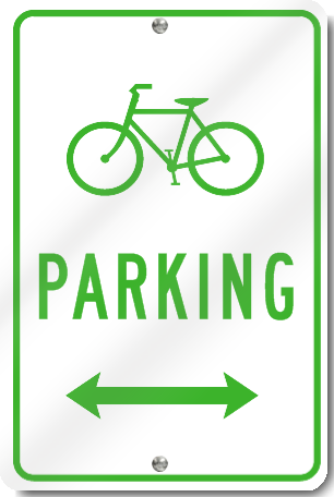 Bicycle Parking With Double Directional Arrow Sign 