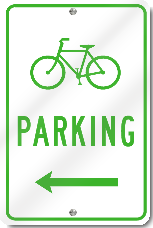 Bicycle Parking With Left Directional Arrow Sign
