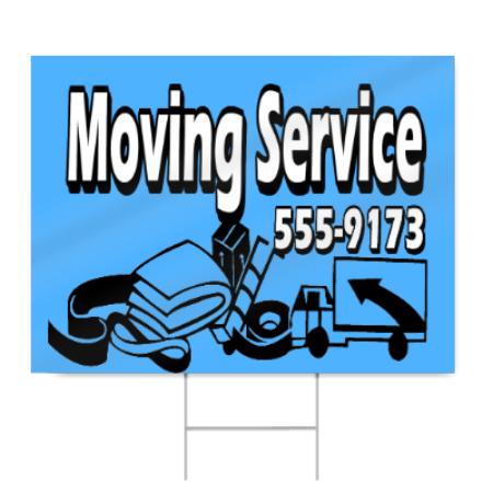 Blue Moving Service Sign