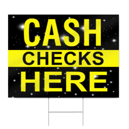 Cash Checks Here Sign