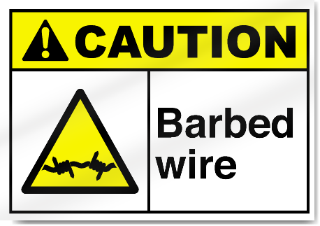 Barbed Wire3 Caution Signs