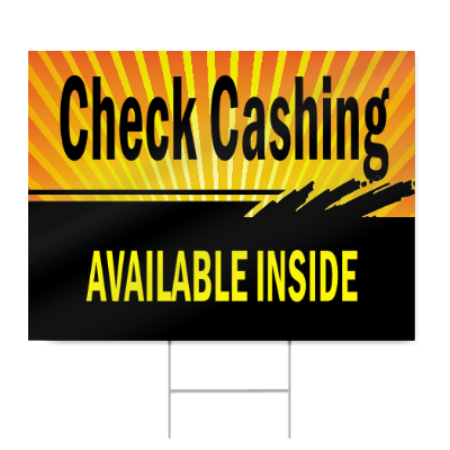 Check Cashing Available Inside Sign