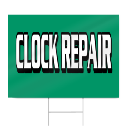 Clock Repair Block Lettering Sign