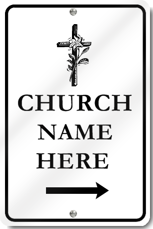 Custom Church Right Directional Arrow With Cross Sign