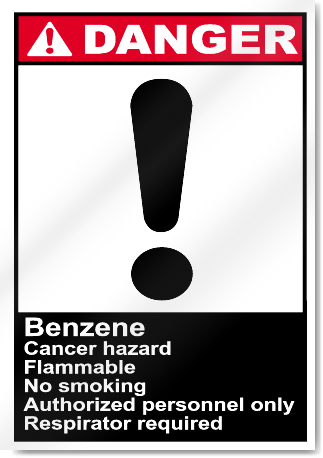 Benzene Cancer Hazard Flammable No Smoking Danger Signs