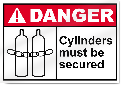 Cylinders Must Be Secured Danger Signs