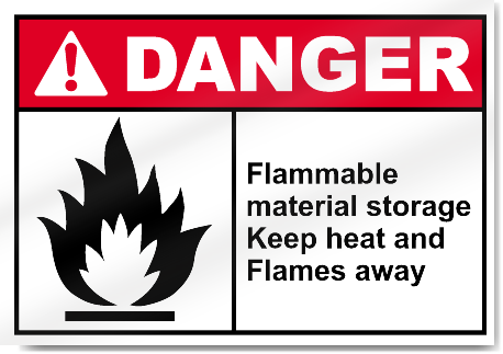 Flammable Material Storage Keep Heat And Flames Away Danger Signs
