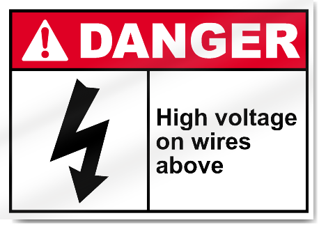 High Voltage On Wires Above Danger Signs