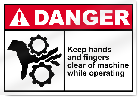 KEEP HAND CLEAR WARNING SIGN VARIOUS SIZES SIGN & STICKER OPTIONS 