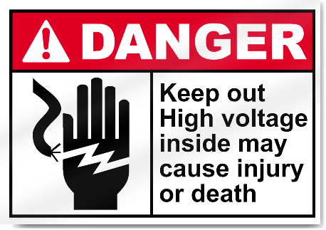 Keep Out High Voltage Inside May Cause Injury Or Death Danger Signs