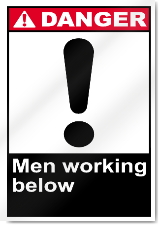 Men Working Below Danger Signs