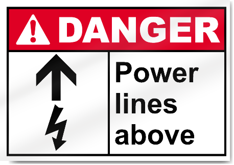 Power Lines Above Danger Signs