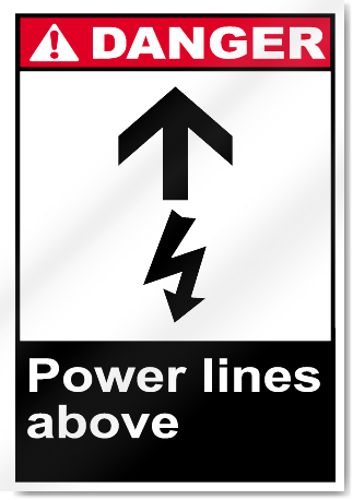 Power Lines Above Danger Signs
