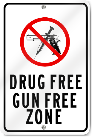 Drug Free Gun Free Zone Aluminum Sign