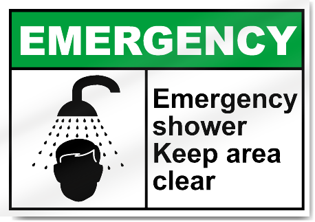 Emergency Shower Keep Area Clear Emergency Signs