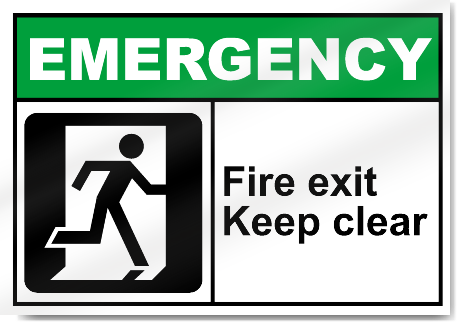 Fire Exit Keep Clear Emergency Signs