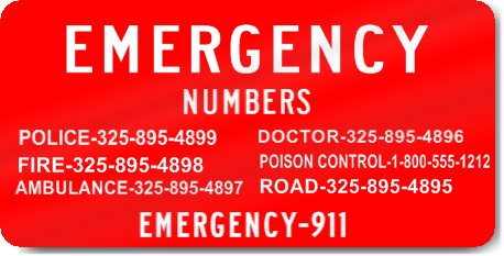 Emergency Numbers Magnet