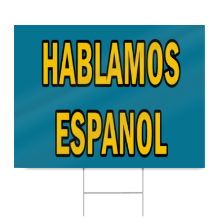 Hablamos Espanol Block Lettering Sign