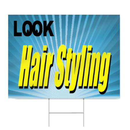 Hair Styling Sign in Blue