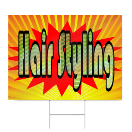 Hair Styling Sign in yellow