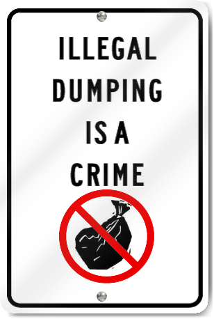 Illegal Dumping Is A Crime Road Sign