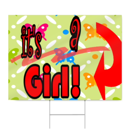 It's a Girl Sign in Red