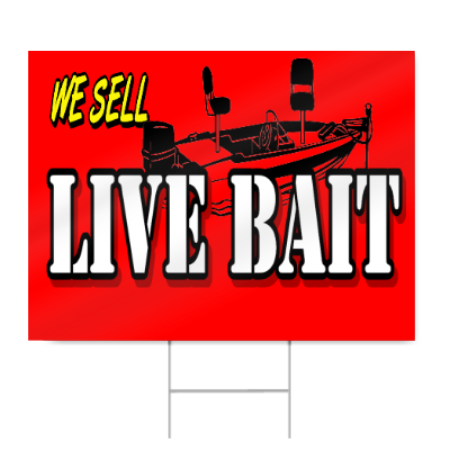 Live Bait Sign, Country Store Decor, Bait Tackle, Fishing Sign